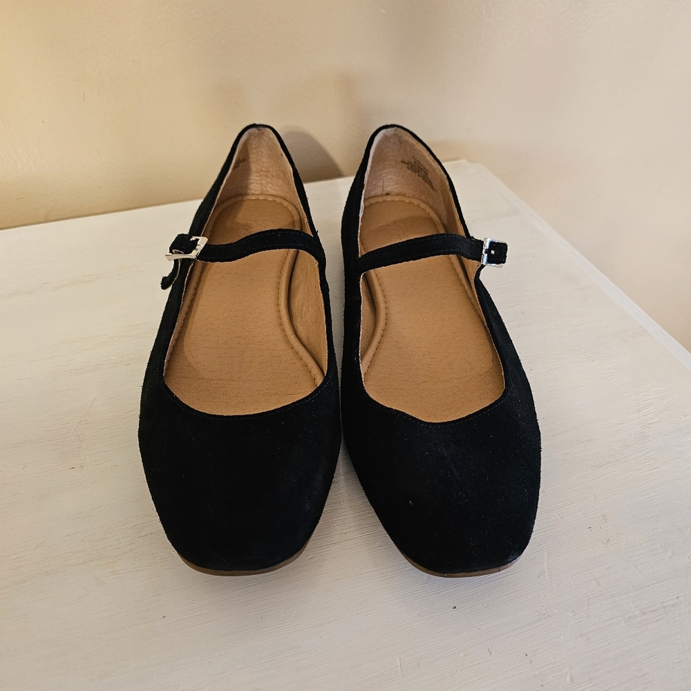 Crown Vintage Sillani Black Suede Mary Jane Ballet Flats 8.5 Balletcore Office - Picture 3 of 9